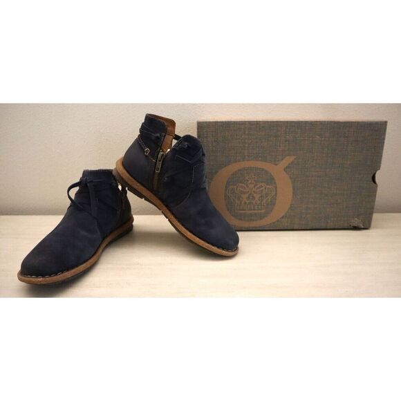 Børn BR0013634 Women's Sz 7M Navy Distressed Leather Tarkiln Ankle Booties - Picture 1 of 9